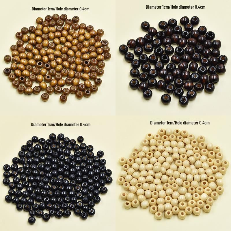 Handmade 10MM Large Hole Maple Wood Beads - Brown Toned Barrel Beads for DIY Jewelry