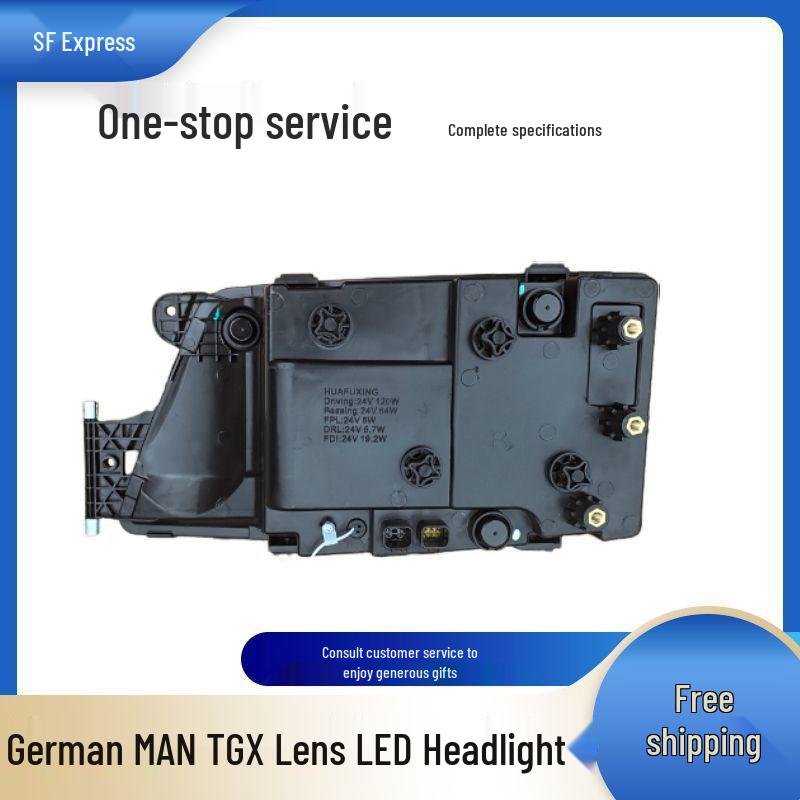 Dual-Lens LED Headlights with DRL & Sequential Turn Signals for MAN TGX/TGS Germany Models.