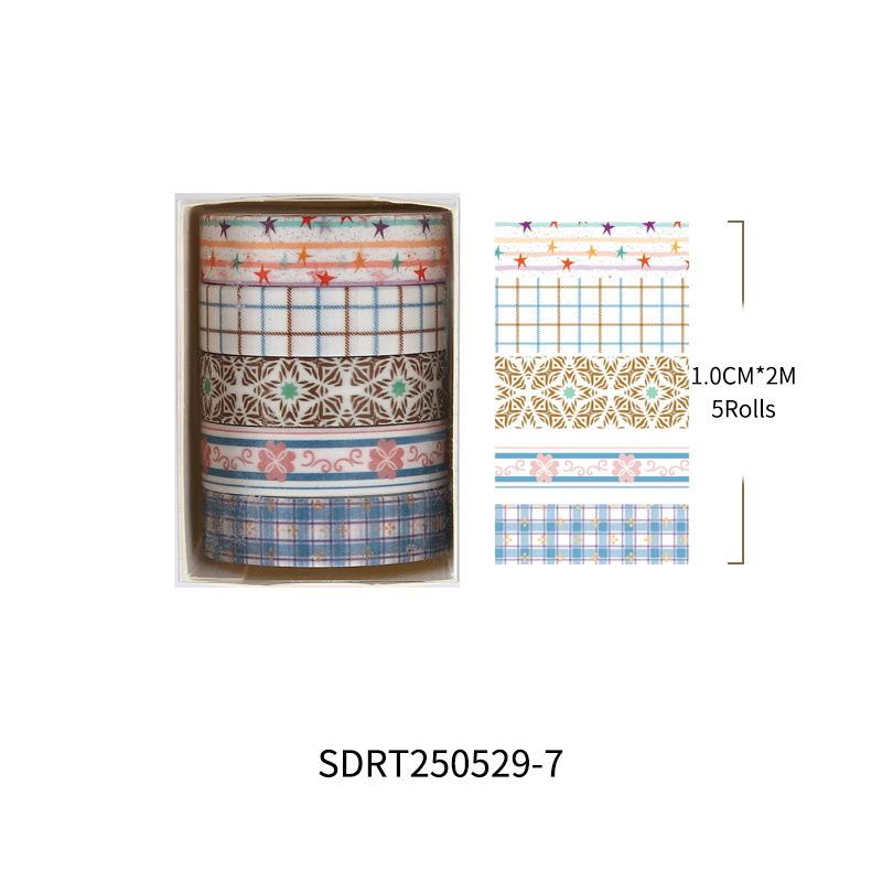 Qianmo Washi Tape Pack 5 Rolls Aesthetic Decorative Adhesive Tape for Journal Stickers DIY Supplies Bulk