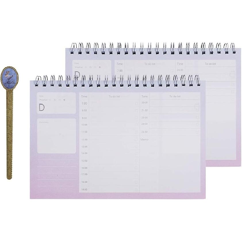 Top Spiral Personal Planner 2021 Desktop Standing Calender Planner White Blank 2 Ring Binder Refillable Paper Sketchbook to-Do List Agenda 2pcs