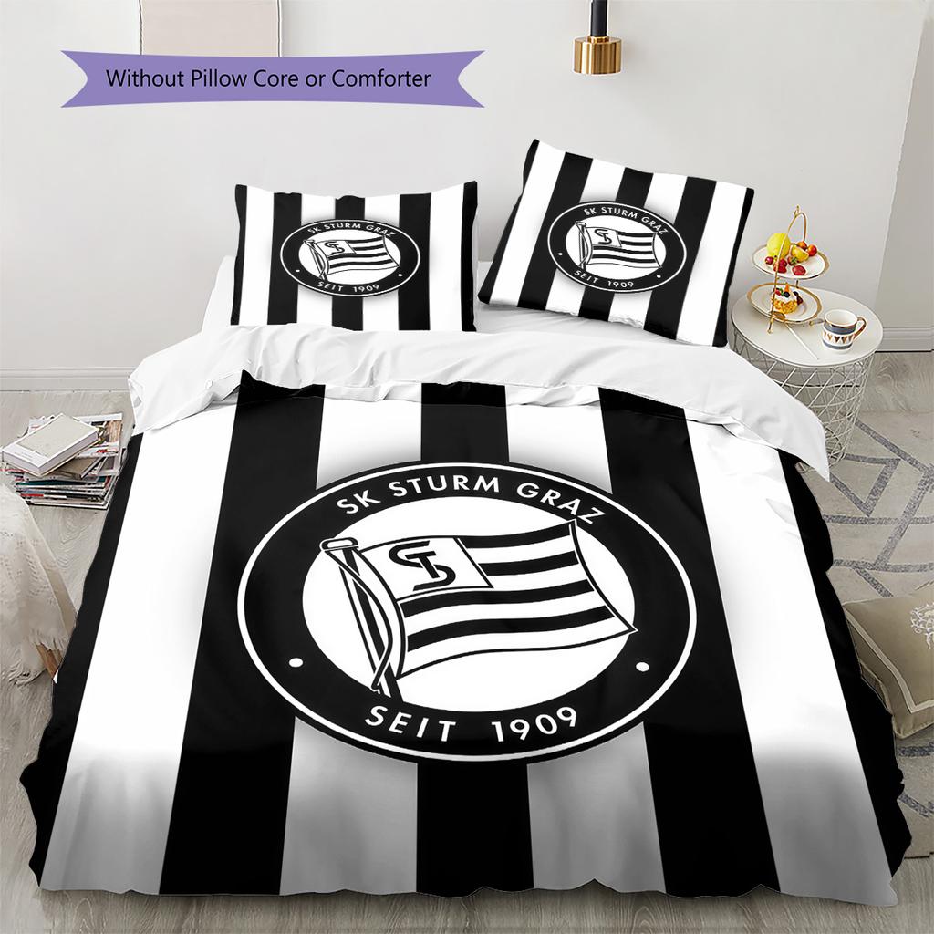 SK Sturm Graz Pattern Bedding Quilt Set Home Decoration Gift (1 * duvet cover + 2 * pillowcase without core).xwn