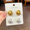 Elegant Brushed Oval Stud Earrings for Women - Simple, Chic, Niche Design
