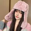 כובעי ליי פנג חמים לחורף 2024 לגברים ונשים, נגד קור, לשימוש חיצוני, פרוות ארנב, אופנה, פנאי, כובעים עם אוזניים גדולות, כובעים חסיני רוח לרכיבה על אופניים