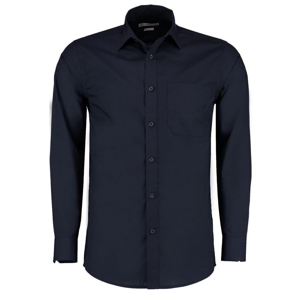 Kustom Kit Mens Poplin Tailored Long-Sleeved Formal Shirt