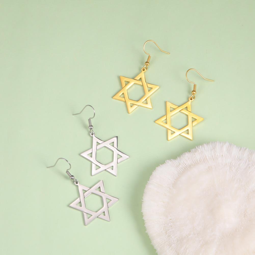 Dawapara Star of David Earrings Drop Dangle Hoop Earrings for Women Je Jewelry Hanukkah Gift Stainless Steel