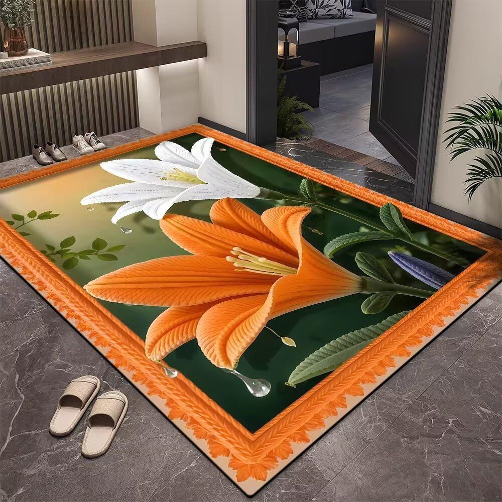3D-Blumenmuster-Fußmatte, Fußmatte, Saugfähige Badezimmer-Bodenmatte 40*60cm