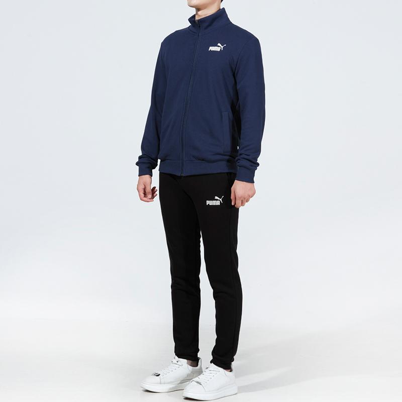 Puma Clean French Terry Sweat Suit Knit Casual Jacket And Pants Set Men Sweat Suit Navy-Blue Black 534517-99