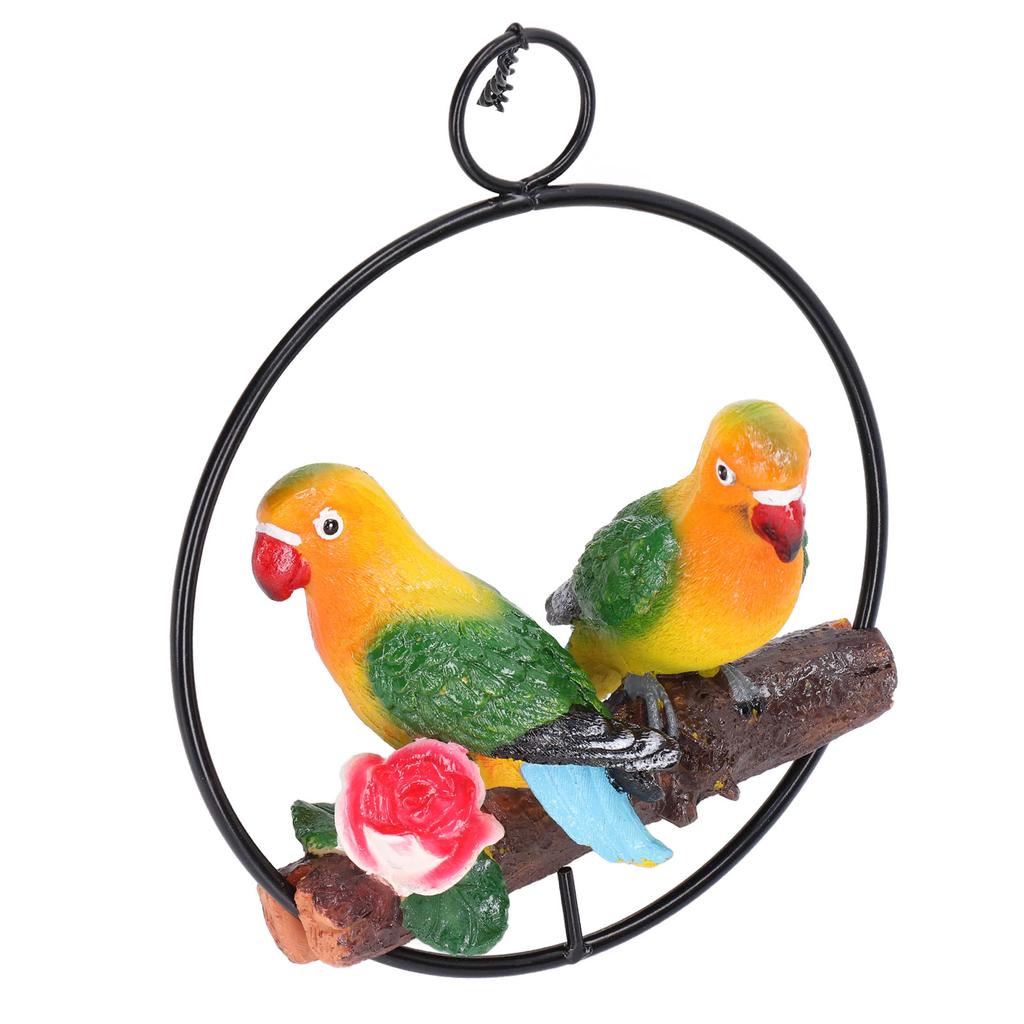 Hängende Papageien-Skulptur Hängende Ringstatue für Terrasse Rasen Haus- und Gartendekor