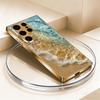 Beach electroplated glass phone case suitable for Samsung Galaxy S26 S25 S24 S23 S22 S20 FE/Ultra/Plus anti drop back cover