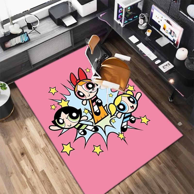 1Pc The Powerpuff Girls Printed rectangle carpet, home door mat, outdoor travel protection carpet A8