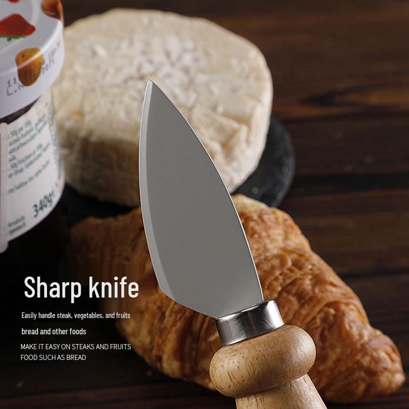 Stainless Steel Cheese Knife Set with Rubber Wood Handles