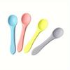 1pc Baby Silicone Spoon, Newborn Baby Feeding Spoon, Children's Tableware, Dining Complementary Food Soft Head Round Head