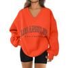 Women's Loose And Comfortable Letter V-neck Sportswear Long-sleeved Sweatshirt Daily Matching Clothes