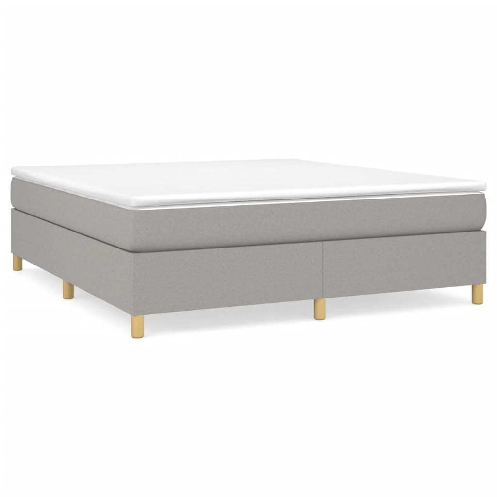 Box Spring Bed with Mattress Light Grey 160 x 200 cm Fabric