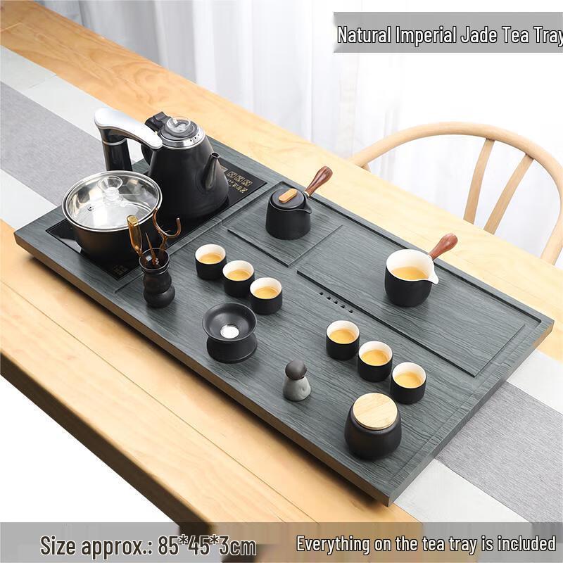 Natural Wood Grain Stone Automatic Tea Tray Tea Set