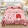 Sakura Double 3D Duvet Cover, Japanese Theme Cherry Blossoms Bedding Sets, Microfibre Quilt Cover Set And Pillowcases 50X75Cm