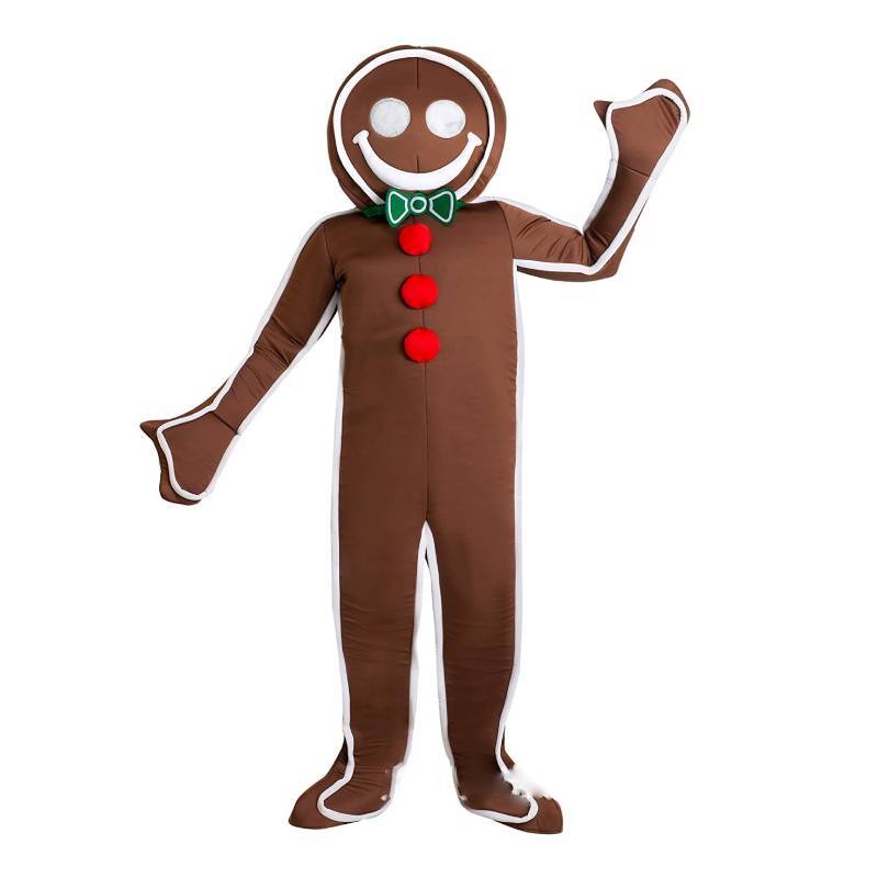 Gingerbread Man Costume With Polyester Fabric For Christmas Cosplay And Halloween Parties