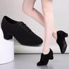 Zapatos de Baile de Salón y Latino para Mujer con Suela Blanda Negra - Tela Oxford