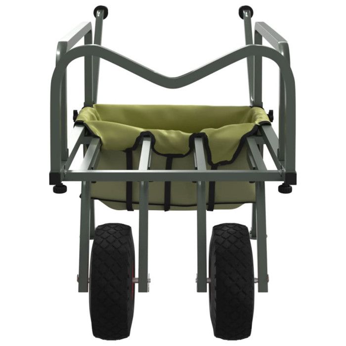 Green Fishing Trolley with 2 Powder-coated Steel Wheels