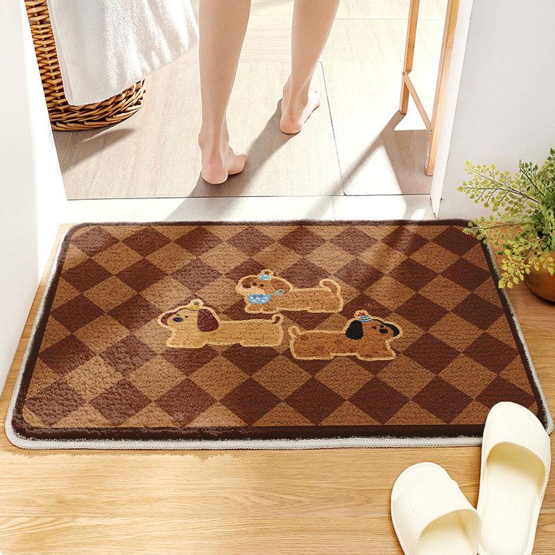 Imitation Cashmere Bathroom Absorbent Floor Mat Cartoon Bathroom Thickened Toilet Door Mat for Household Use