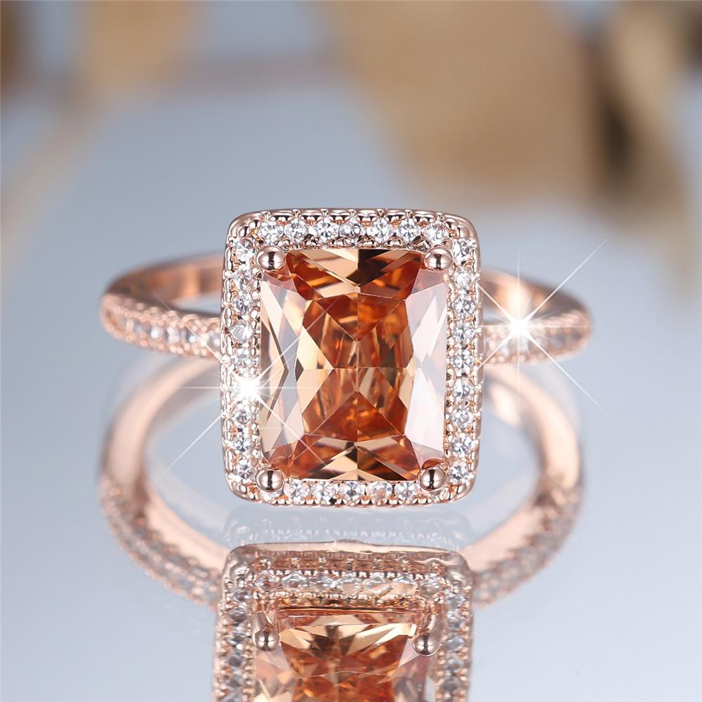 Female Crystal Cute Gold Color Zircon Stone Engagement Ring Luxury Vintage Wedding Jewelry For Women Valentines Day Gift