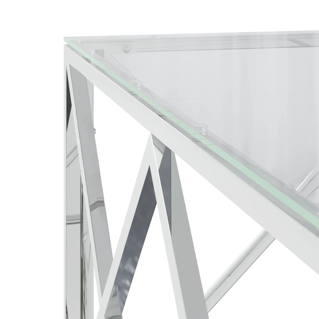Coffee Table 80 X 80 X 40 Cm Stainless Steel and Glass