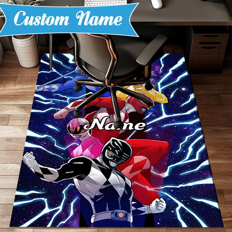 Custom Name Ranger Hero Pose Rug for Living Room, Game Rooms, Office, Bedroom, Floor Mat Playful Design, fan gifts Christmas decor