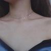 Collier pendentif rond esthétique style coréen: Design Simple à Tempérament avec Chaîne Clavicule à Perles Rondes pour Femmes