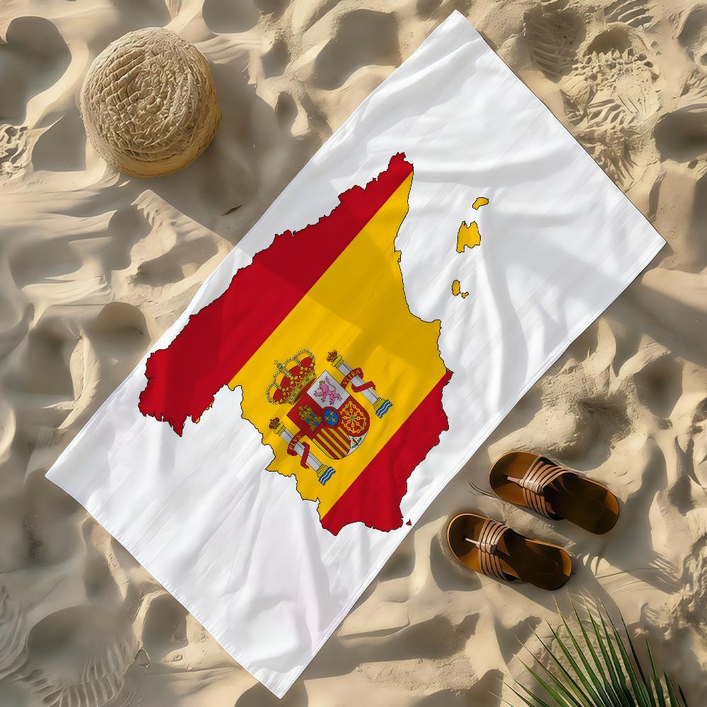 

Flag of Espana Spainish Spain Towel Soft Lightweight Anti-Sand Large Beach Towel Quick-Drying Bath Sports Family W40*H60(CM)