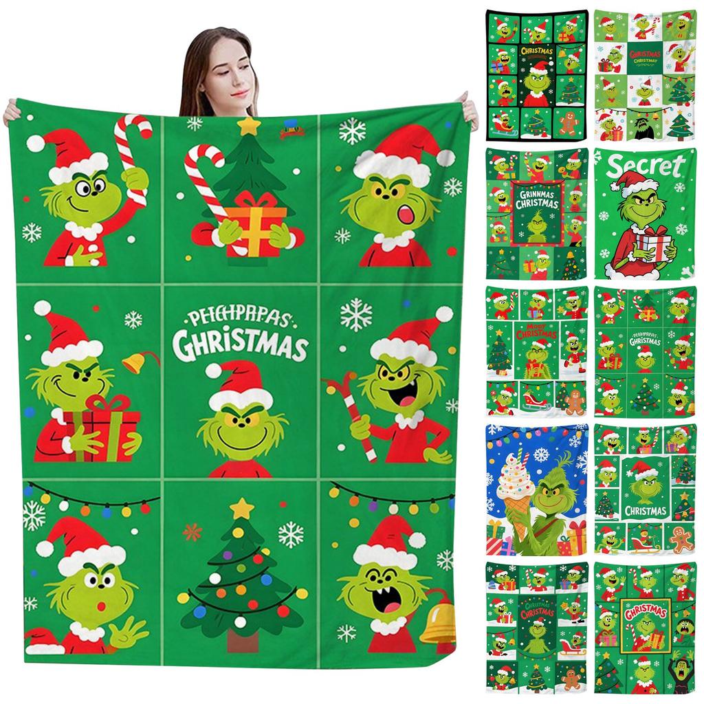 Flannel Blanket Digital Print For Midday Rest Blanket, Christmas Cartoon Air-conditioned Blanket.