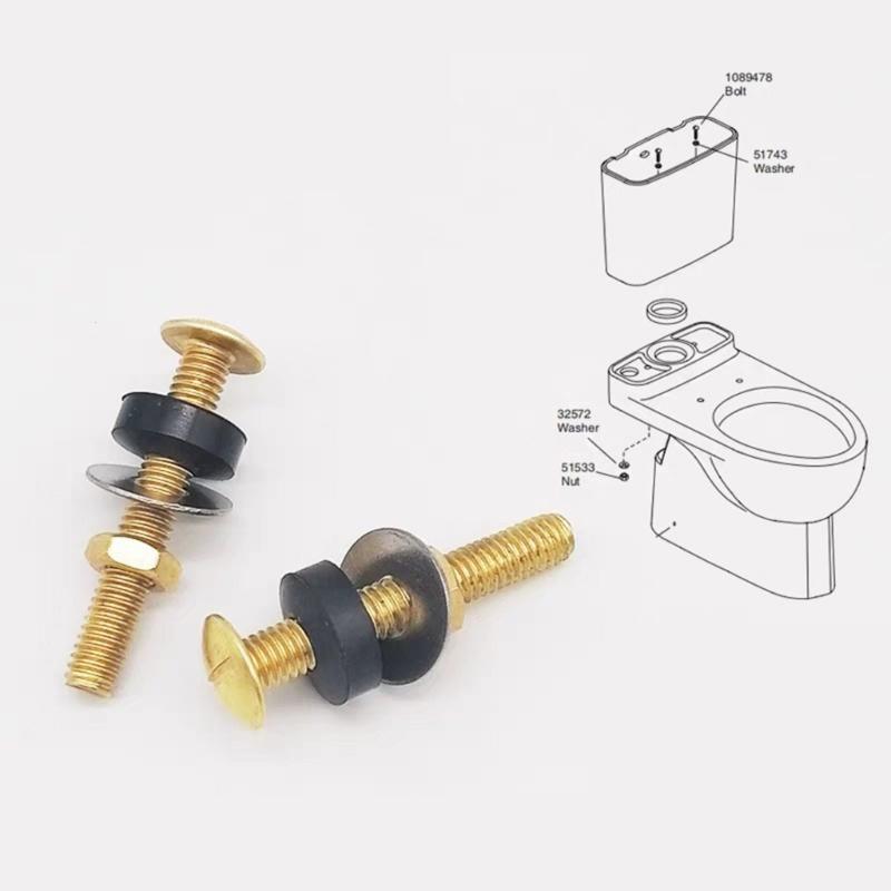 Heavy Duty Split Toilet Tank Fastener Set with Rustproof Secure Sealing Gasket Toilet Tank Mounting for Split Toilet Use