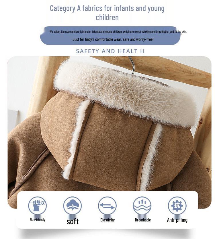 Nuovo Tuta Invernale Peluche: Tuta con Cappuccio da Passeggio per Neonati e Bambine - Carino Set Due Pezzi.