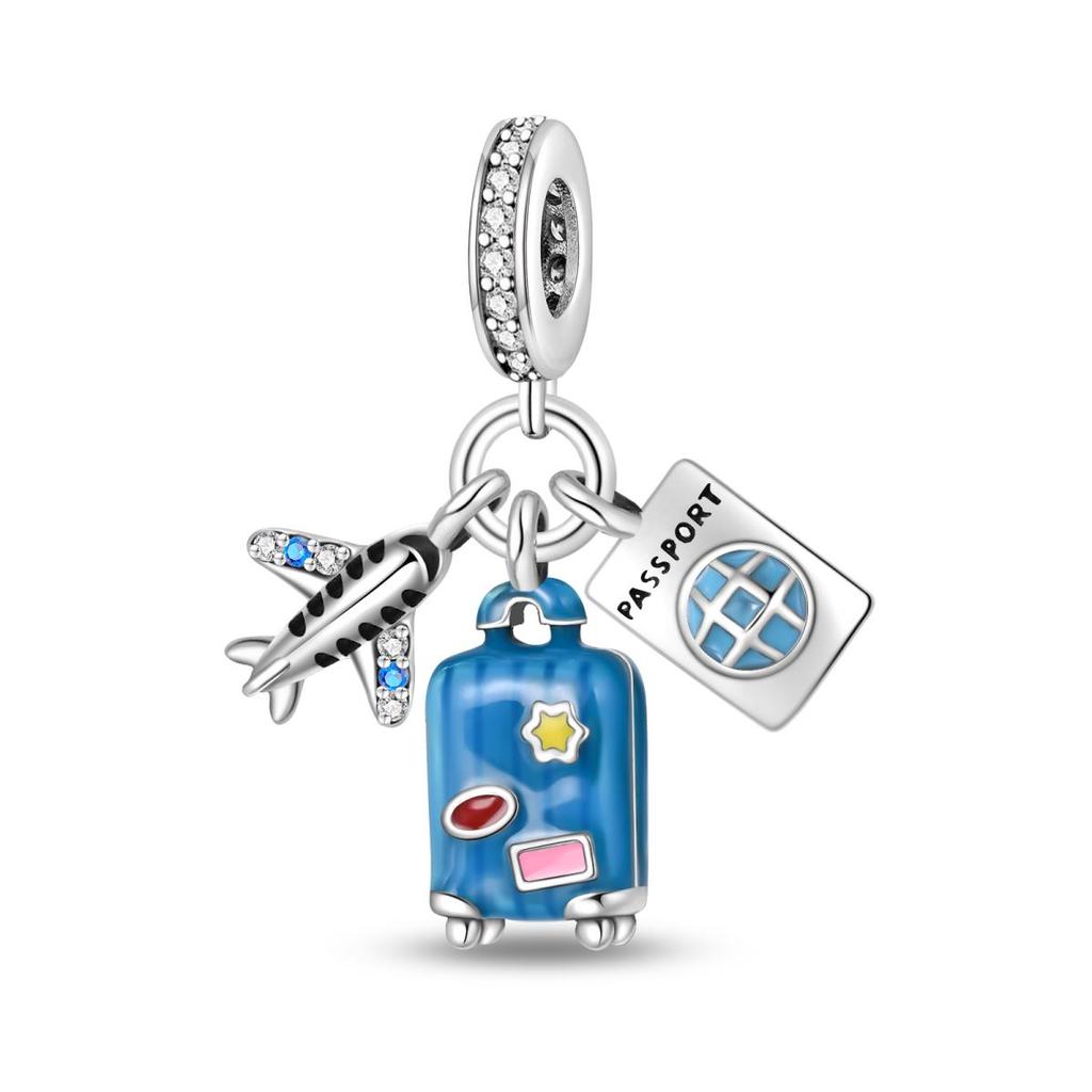 Kupferfarbene Reise- und Urlaubs-Serie - Dreiteiliger Wellen-Anhänger Passendes Pfannenarmband DIY-Charme für Damen Schmuck Mode Geschenk