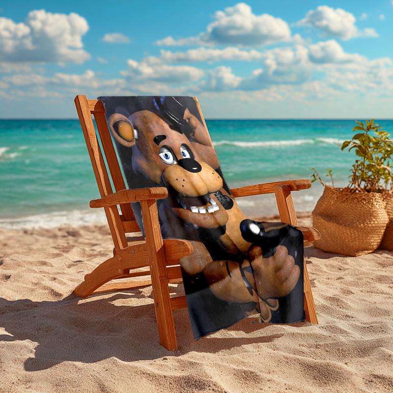 1pc Freddy Bear2 Beach Towel, Comfortable and Thick, and Swimming/Bath/Picnic/Camping Towel, Suitable for Seaside Beaches
