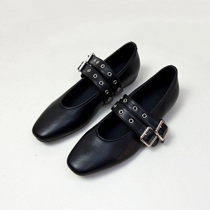 Fashion Fashion Buckle Strap Ladies Mary Janes Flats Shoes Female Shallow Women Ballet Flats Shoes With Height Increasing Footwear