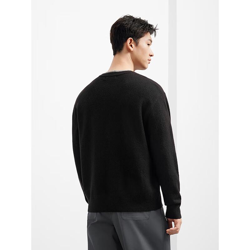 GXG Men's Wool Blend Faux Two-Piece Round Neck Knit Sweater