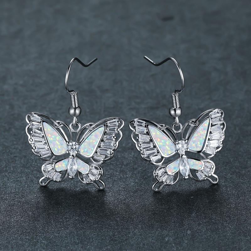 

Pinduoduo popular butterfly opal pendant earrings simple niche light luxury elegant earrings earrings