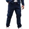 Men's Solid Color Loose Pocket Work Trousers Men's Casual Fashion Work Trousers