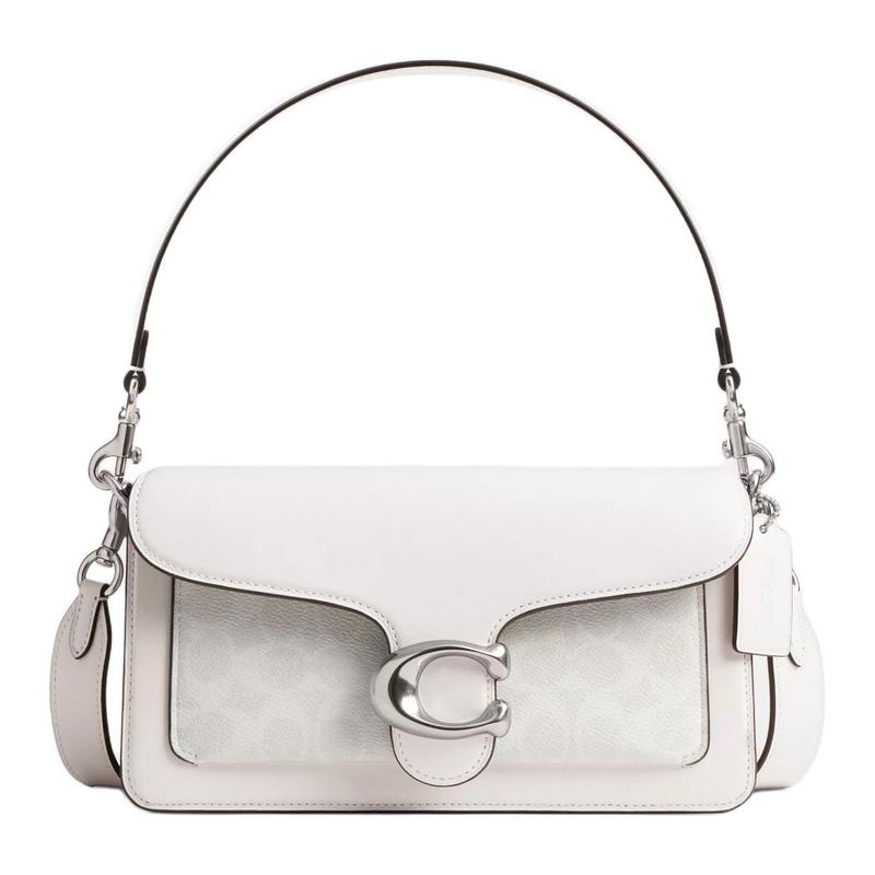 

COACH Tabby 26 Detachable Shoulder Strap with Snap Fastening Calfskin Shoulder Handbag Medium Women s Ivory коричневий