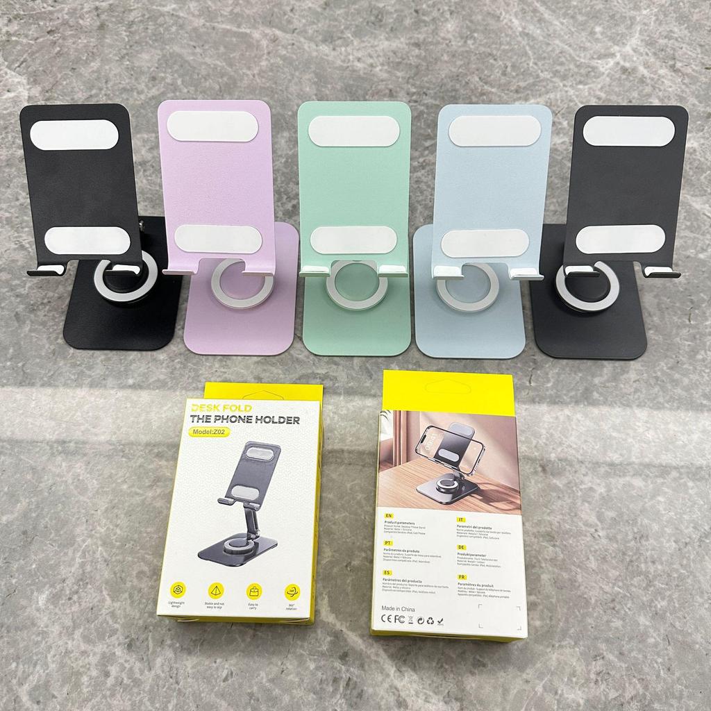 Macaron Phone Holder: Foldable 360° Rotating Desktop Stand with Logo Customization