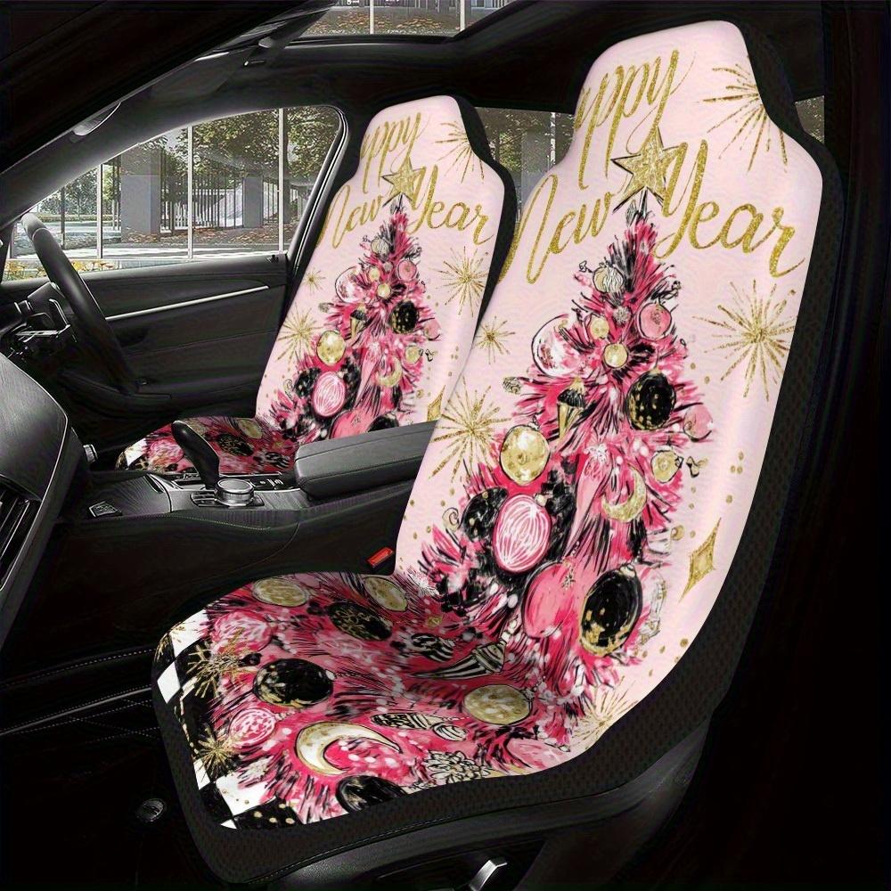 2pcs Festive Christmas Tree New Year Celebration Car Seat Covers | Comfortable, Foldable, Universal Fit, Polyester, Machine Wash