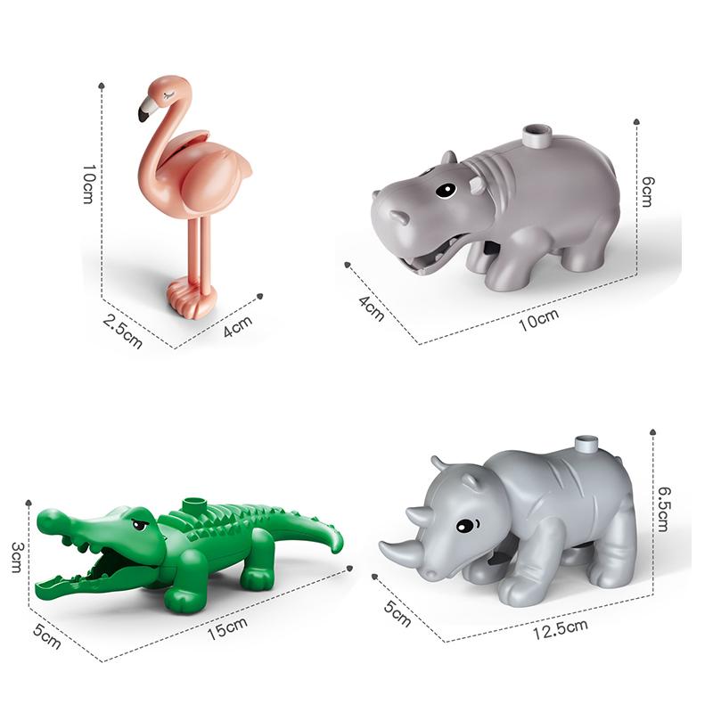 Big Building Blocks Marine Farm Animal Cat Dog Accessories Lion Shark Compatible With Duploed City Education Children Gift Toys