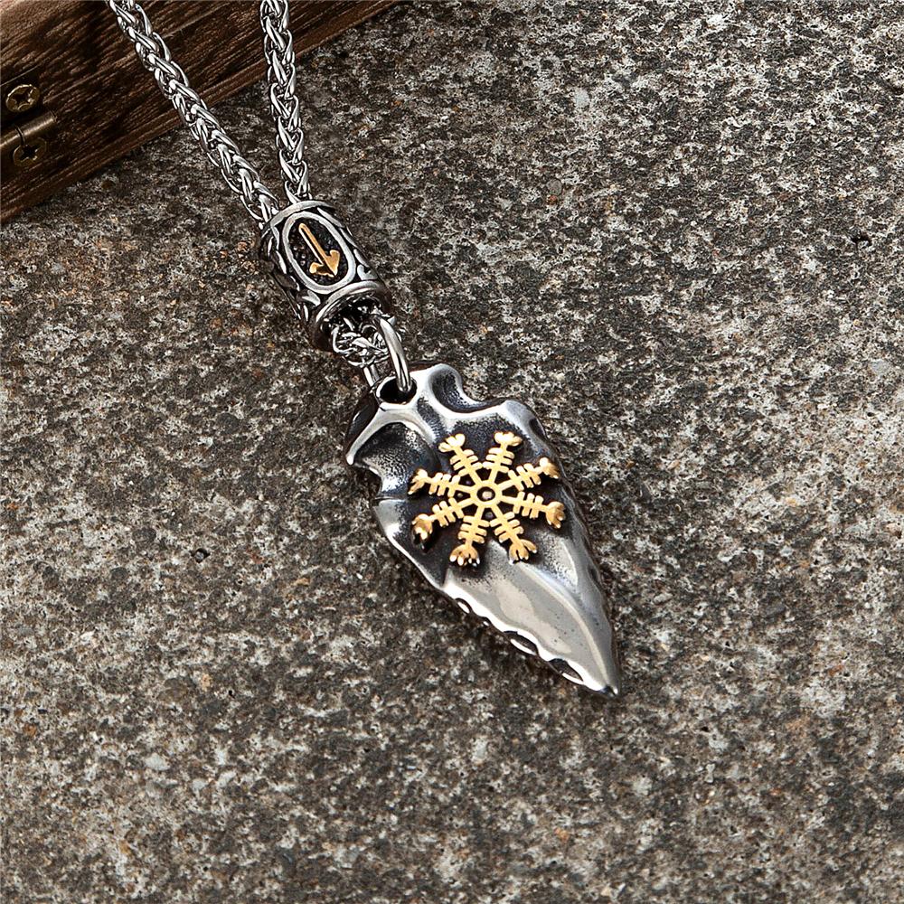 İskandinav Mitolojisi Mızrak Gungnir Viking Kalkanı Kolyeler Erkekler Paslanmaz Çelik Öz Savunma Muska Rün Vegvisir İskandinav Takıları