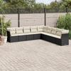 VidaXL Garden Lounge Set 9 Pcs with Cushions Black Wicker 3217776