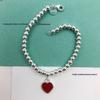 T-Familie Herzförmiges Emaille-Armband: Blaue, Rote, Rosa Herzen, Liebes-Rosenkranz, Runde Perlenkette - Perfektes Valentinstagsgeschenk für Freundin.
