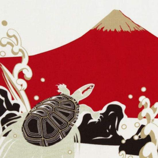 Dyeing Anbo Hand Towel Fuji and Good Fortune Authentic Dyed Cotton Tokuoka Made In Japan 35cm X 100cm "Red Turtle" 100%