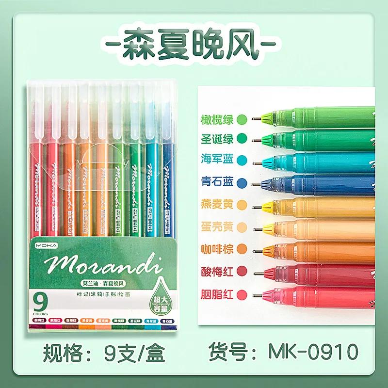 9 PCS/Set Colored Gel Pens Set Kawaii 9 Colors 0.5mm Ballpoint Pen for Journal Cute Office School Supplies Korean Stationery