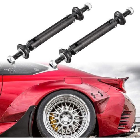 2 Pcs 45mm Car Adjustable Front/Rear Bumper Lip Splitter Carbon Fiber Black