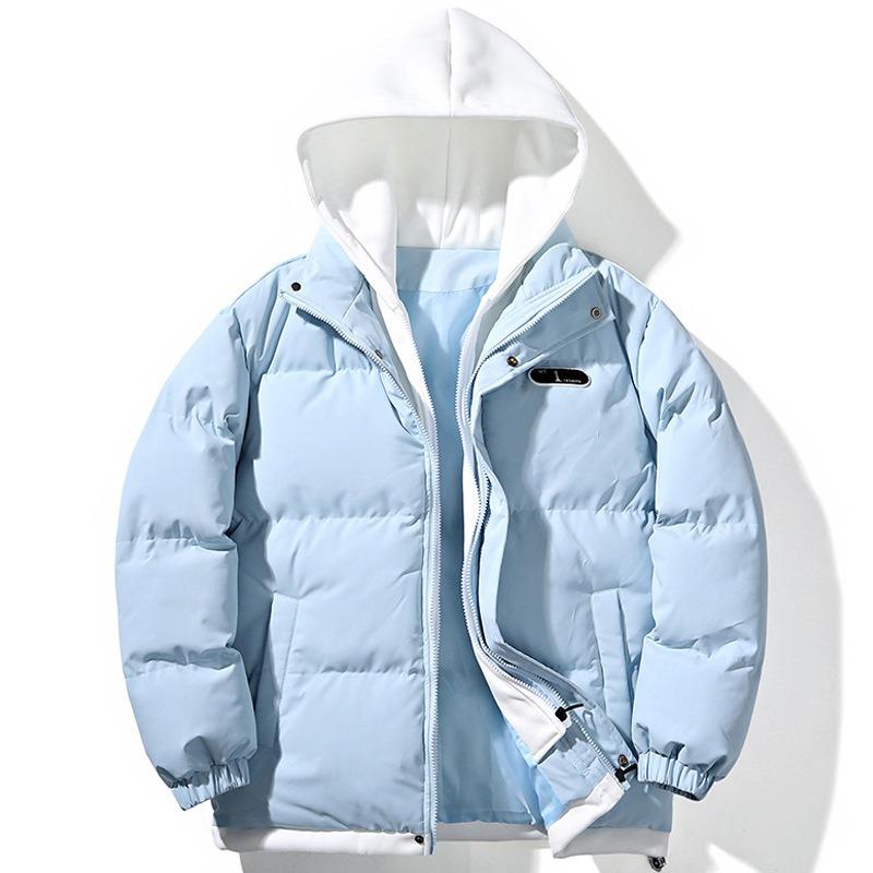 Fake Two-piece Cotton-padded Jacket for Men s Loose and Casual Winter, Thickened Warm Cotton-padded Jacket, Trendy Hooded Cotton-padded Jacket. S