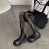 Hollow Out Y2K Mesh Stockings Women Pantyhose Flower Embroidery Hosiery Transparent Laciness Socks